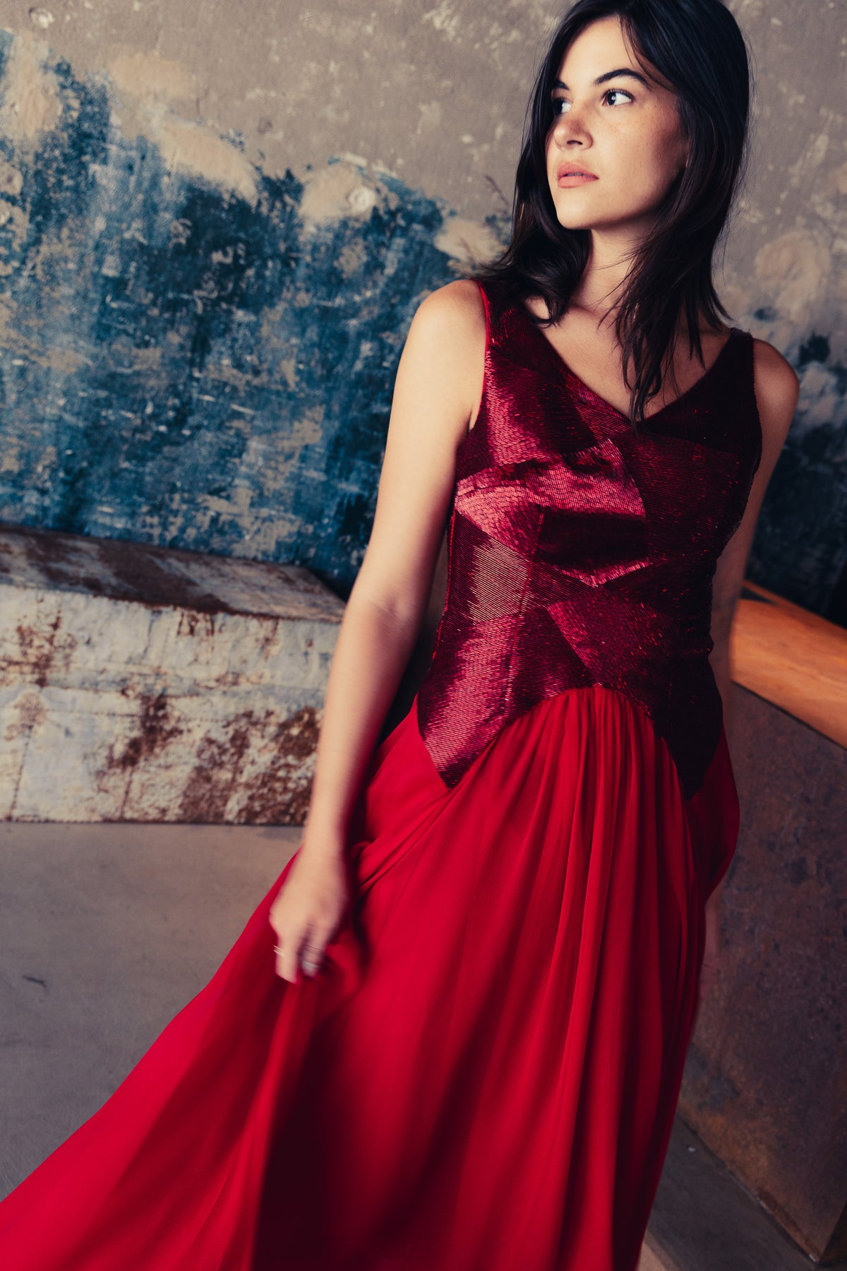 LaRoy Beaded Bodice Gown